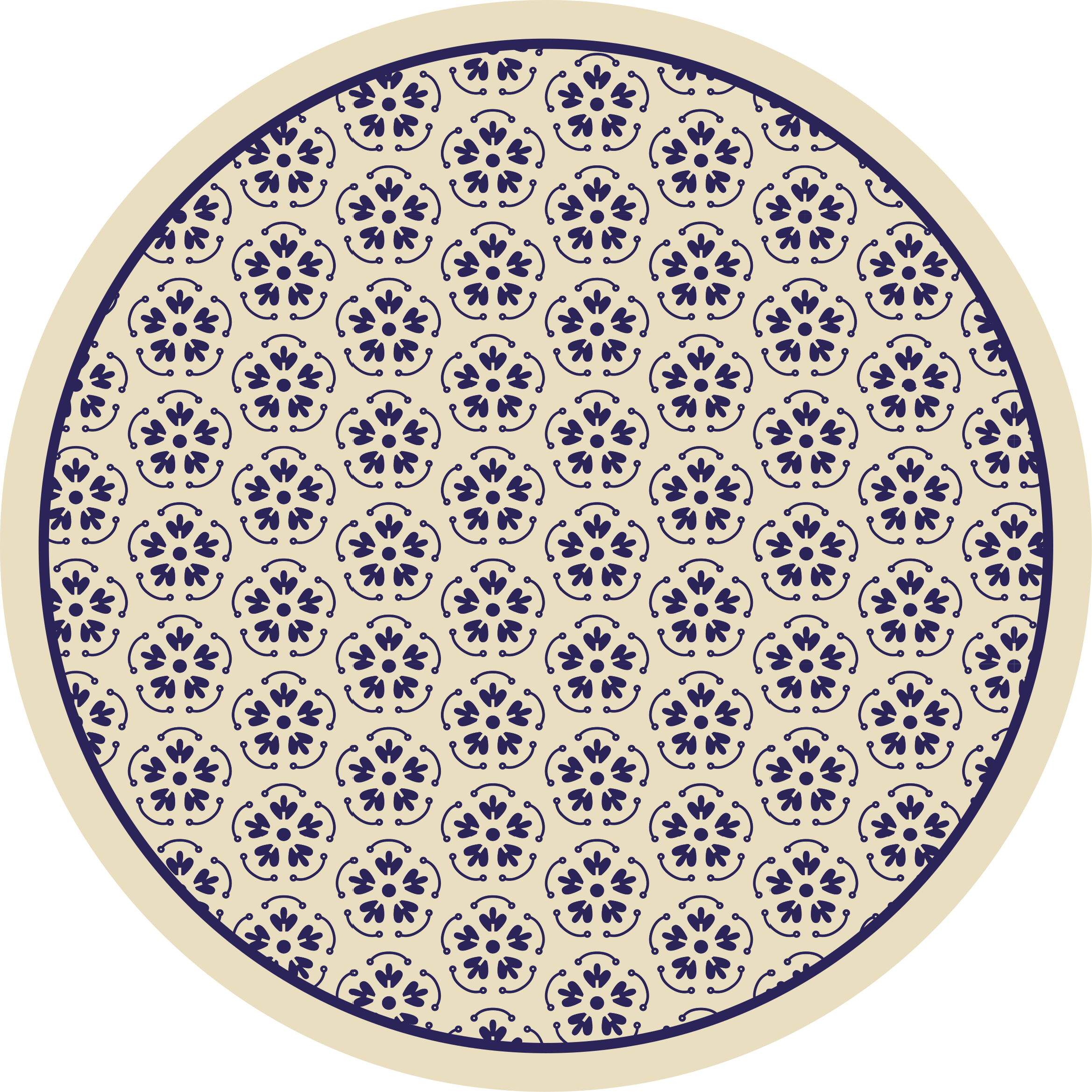 Alfombra vinílica flores patrón de mosaico circular - TenVinilo
