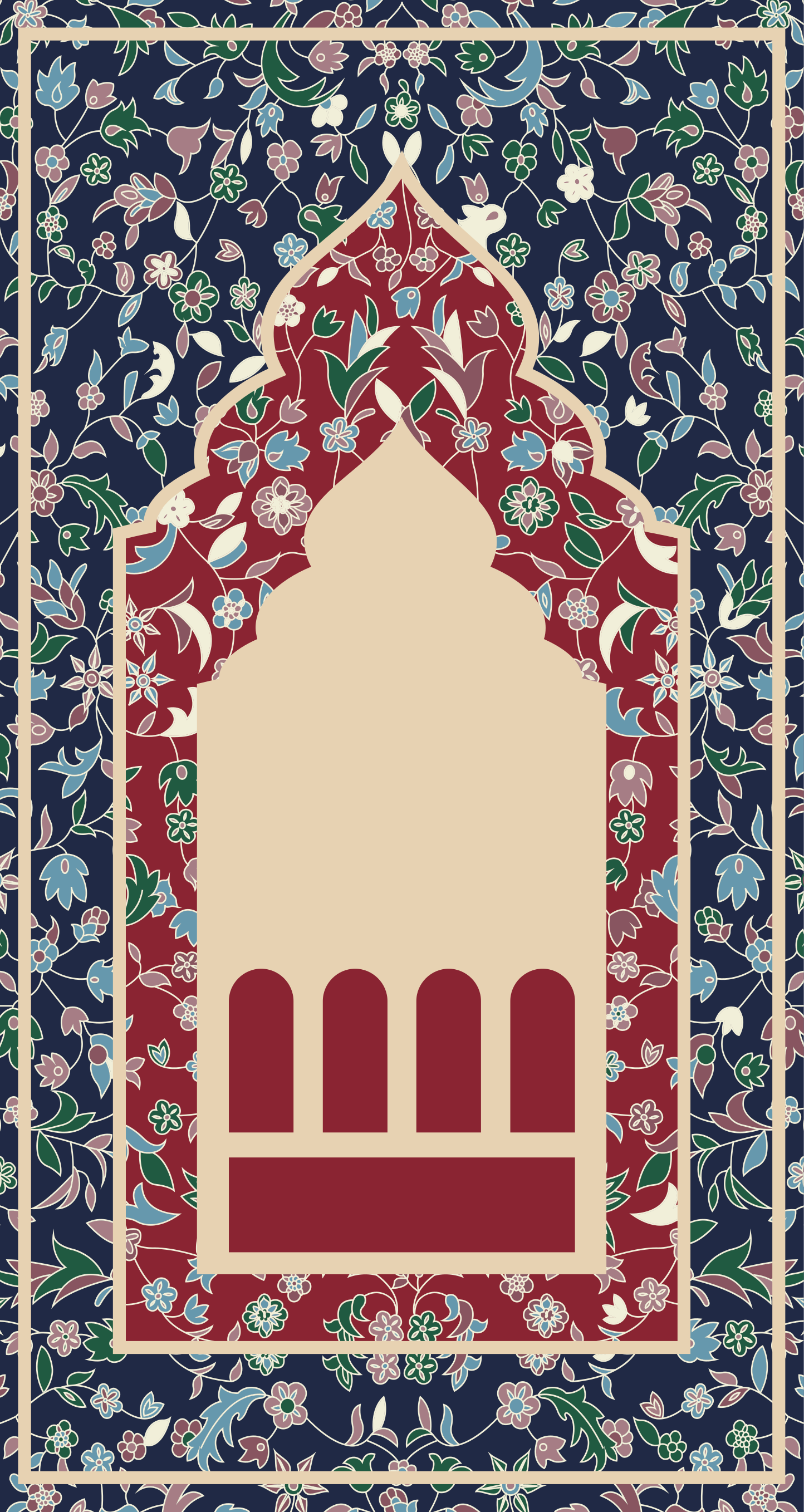 Alfombra vinilo rectangular patrón de flores orzuelo persa - TenVinilo