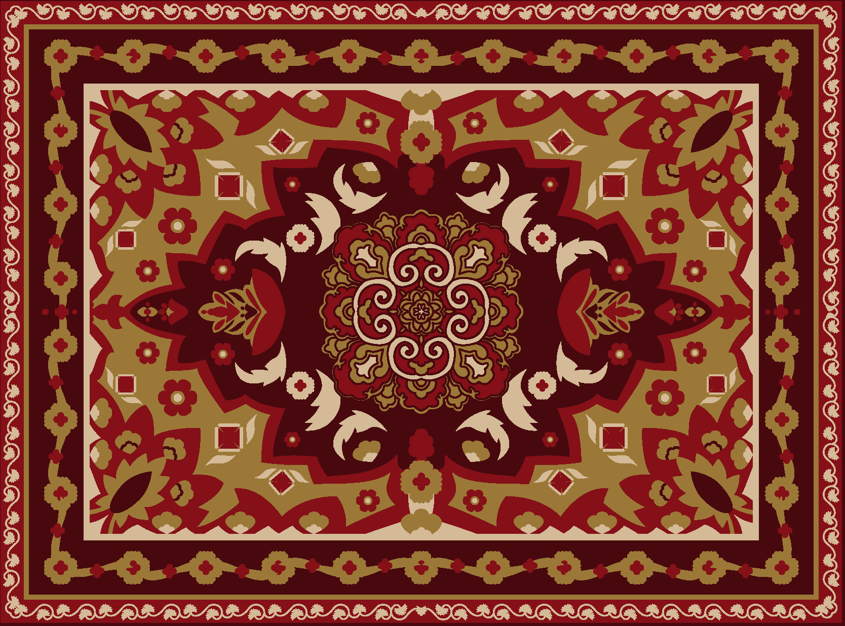 Alfombra vinilo comedor diseño floral geométrico vintage - TenVinilo