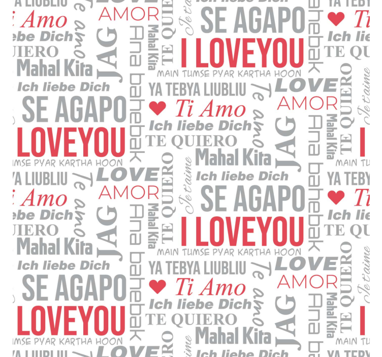 Papel tapiz letras i love you diferentes idiomas - TenVinilo