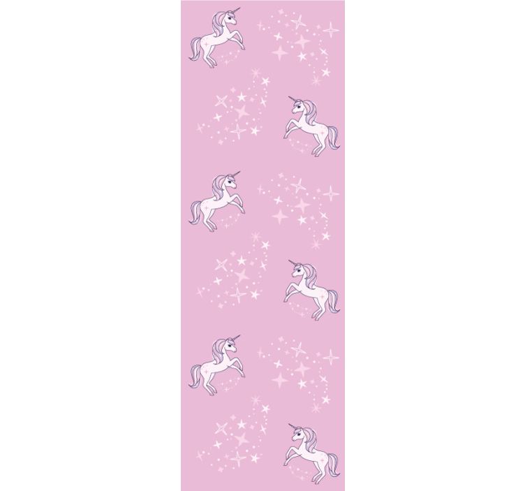 Papel tapiz infantil unicornios rosados estrellados - TenVinilo