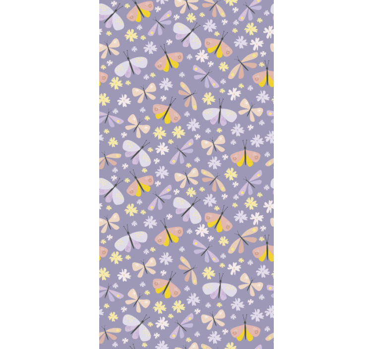 Papel tapiz mariposas flores moradas elegantes - TenVinilo