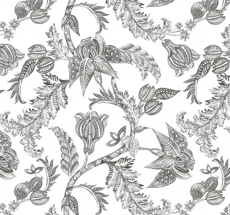 Papel tapiz para sala chintz floral gris - TenVinilo
