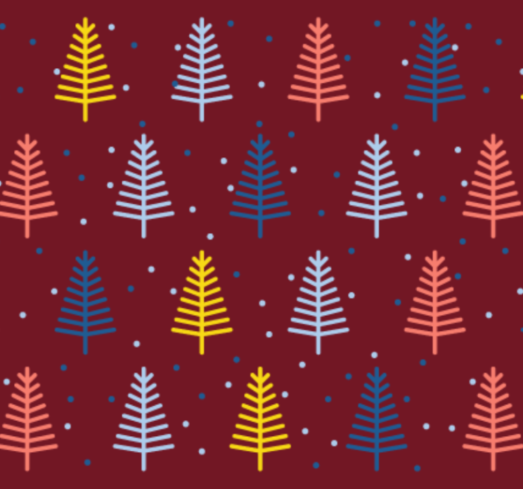 Papel tapiz navidad patrón de árboles rojos - TenVinilo