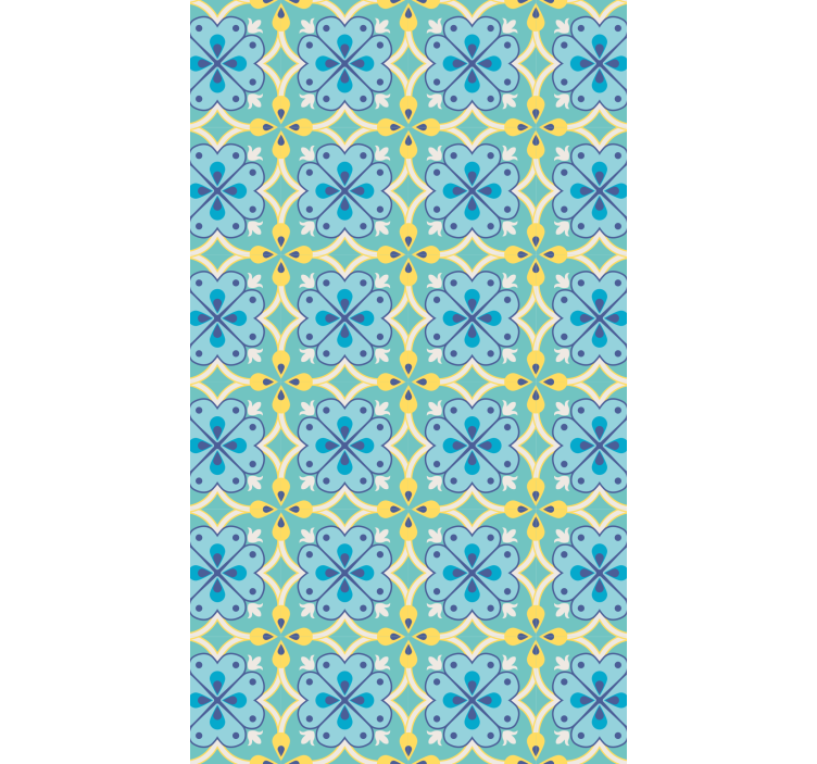 Papel tapiz azulejos elementos en flor - TenVinilo