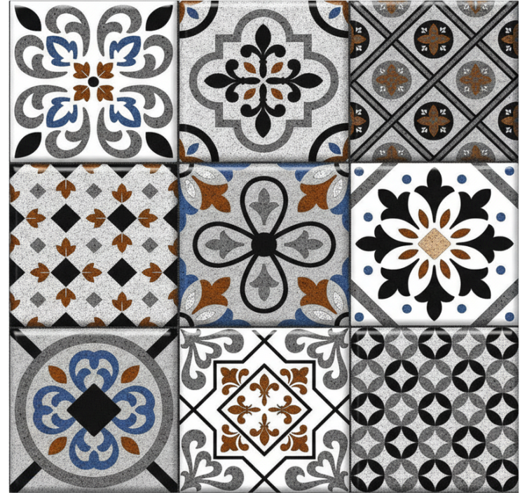 Papel tapiz azulejos diseño marroquí oscuro - TenVinilo