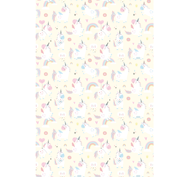 Papel tapiz infantil unicornios en el país de las maravillas - TenVinilo