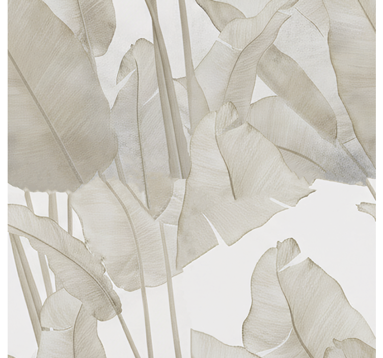 Papel tapiz para sala hoja de plátano beige - TenVinilo