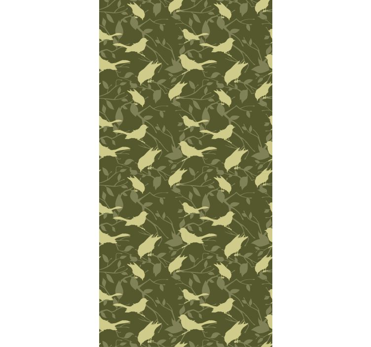 Papel tapiz clásico con patrón de aves verdes victoriano - TenVinilo