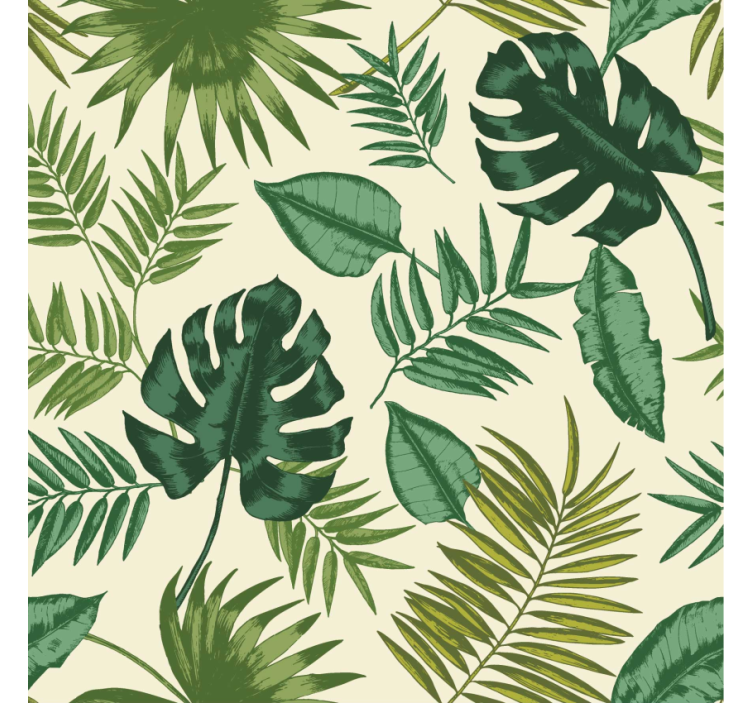 Papel tapiz para sala diseño tropical frondoso - TenVinilo