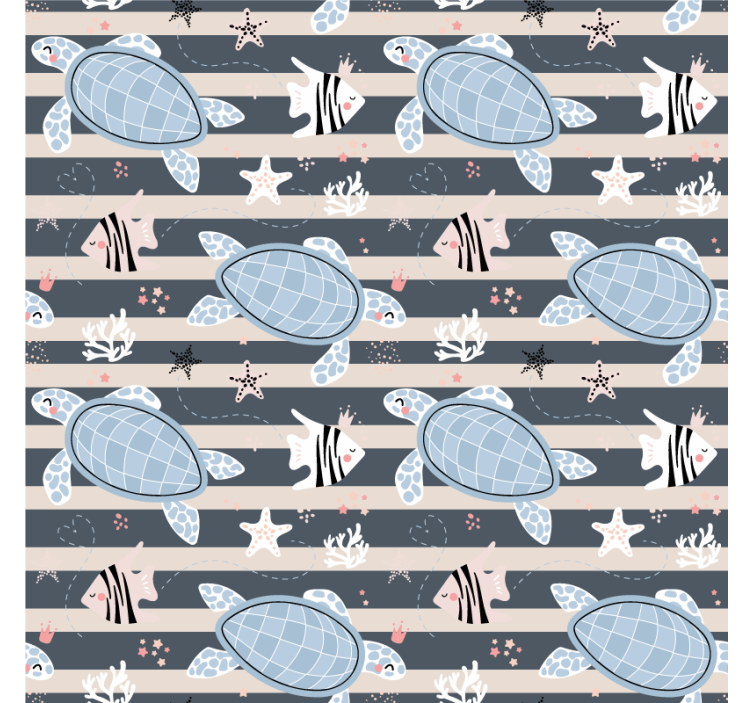 Papel tapiz vintage diseño de tortugas - TenVinilo