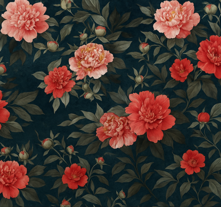 Papel tapiz para sala botánico vintage oscuro - TenVinilo