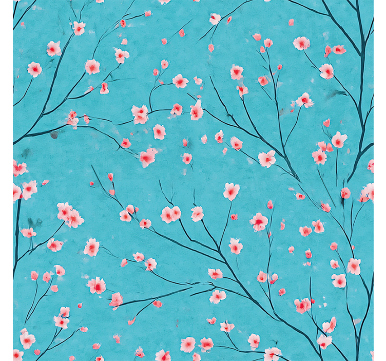 Papel tapiz flores cerezos teal - TenVinilo
