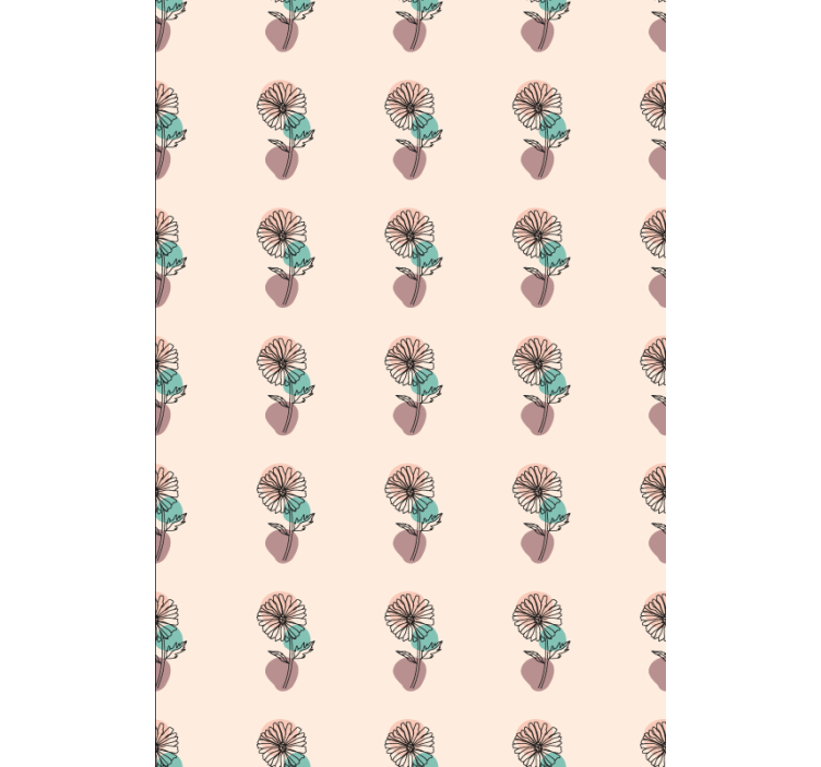 Papel tapiz floral diseño artístico de margaritas - TenVinilo