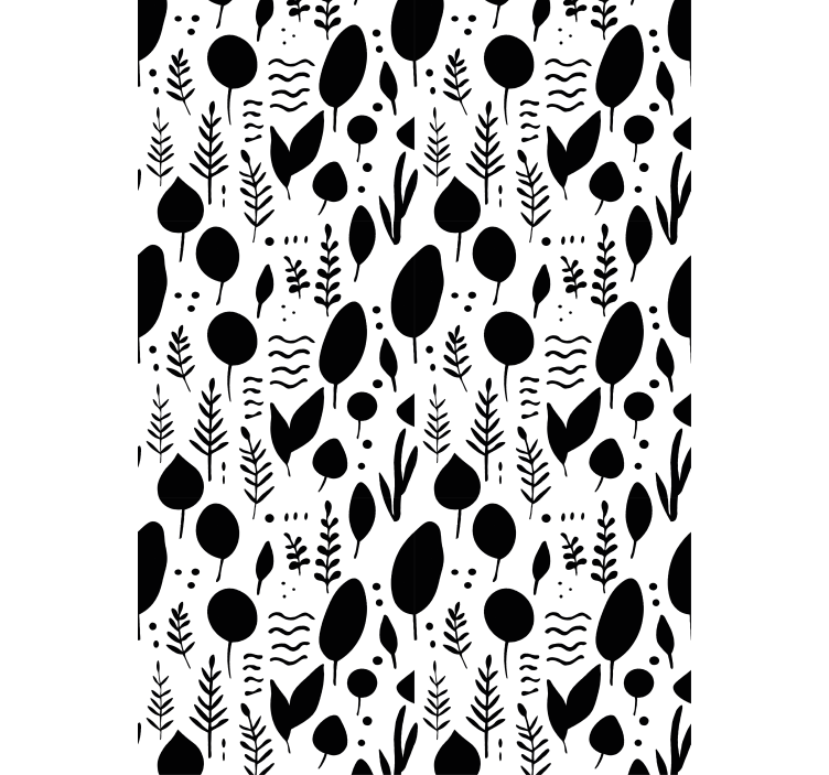 Papel tapiz floral imágenes de naturaleza en blanco y negro - TenVinilo
