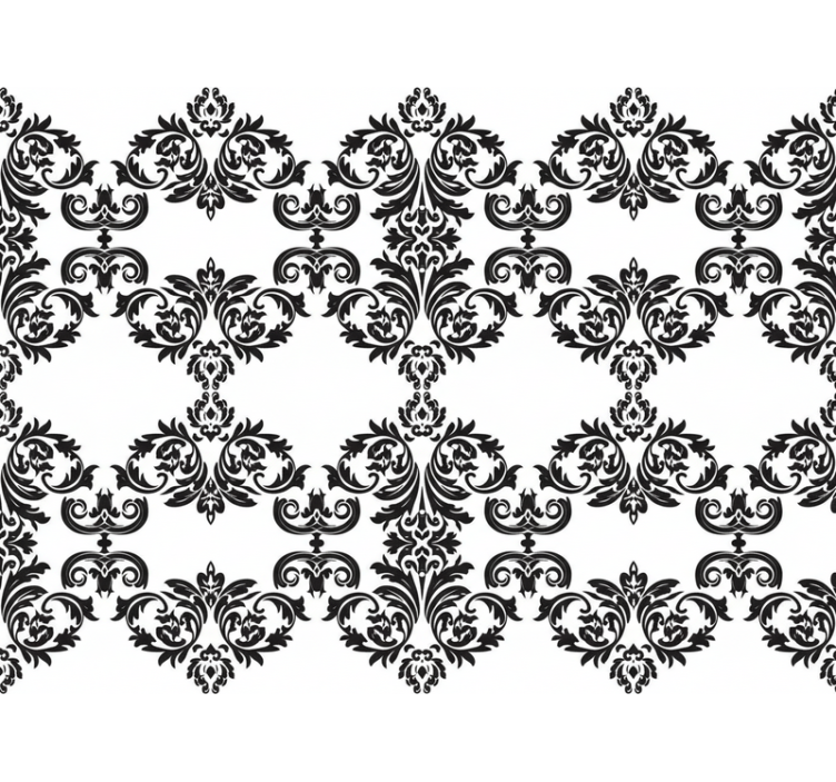 Papel tapiz barroco diseño damasco floral negro - TenVinilo