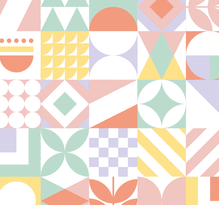 Papel pintado baño efecto azulejos irregulares - TenVinilo