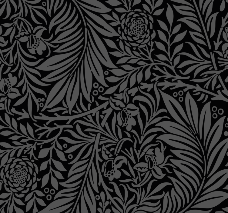 Papel pintado negro flores de Halloween - TenVinilo