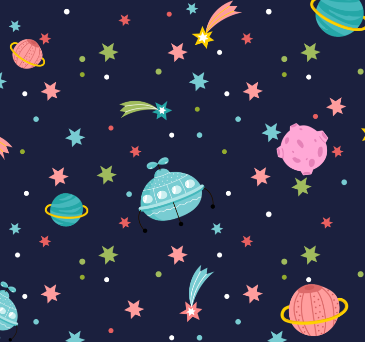 Papel pintado infantil estrellas y planetas - TenVinilo