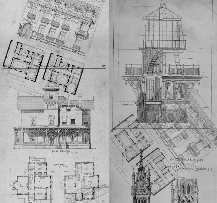 Papel pintado vintage planos monumentos - TenVinilo