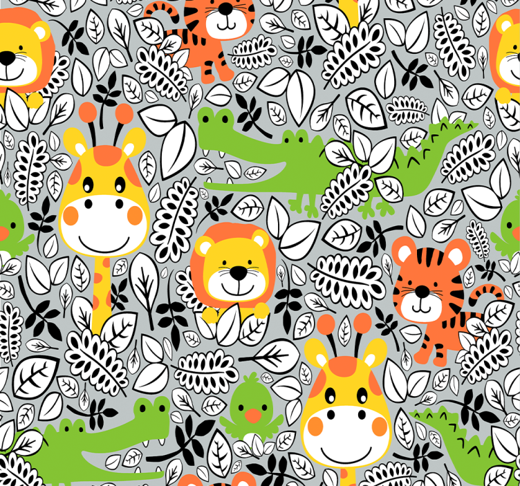 Papel tapiz animales diversión con animales safari - TenVinilo