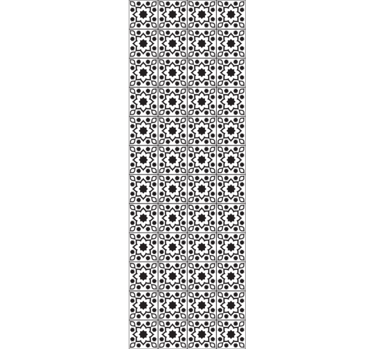 Papel pintado floral Impresión de azulejos en blanco y negro - TenVinilo