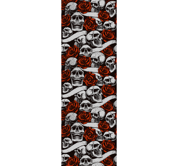 Papel tapiz arte calaveras góticas florales - TenVinilo