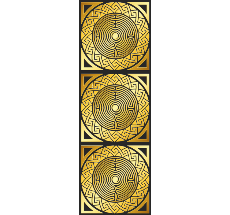 Papel tapiz amarillo simetría laberíntica - TenVinilo