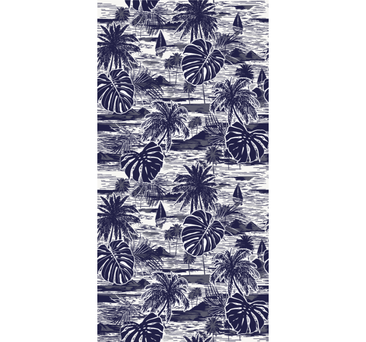 Papel pintado floral Flores azul marino - TenVinilo