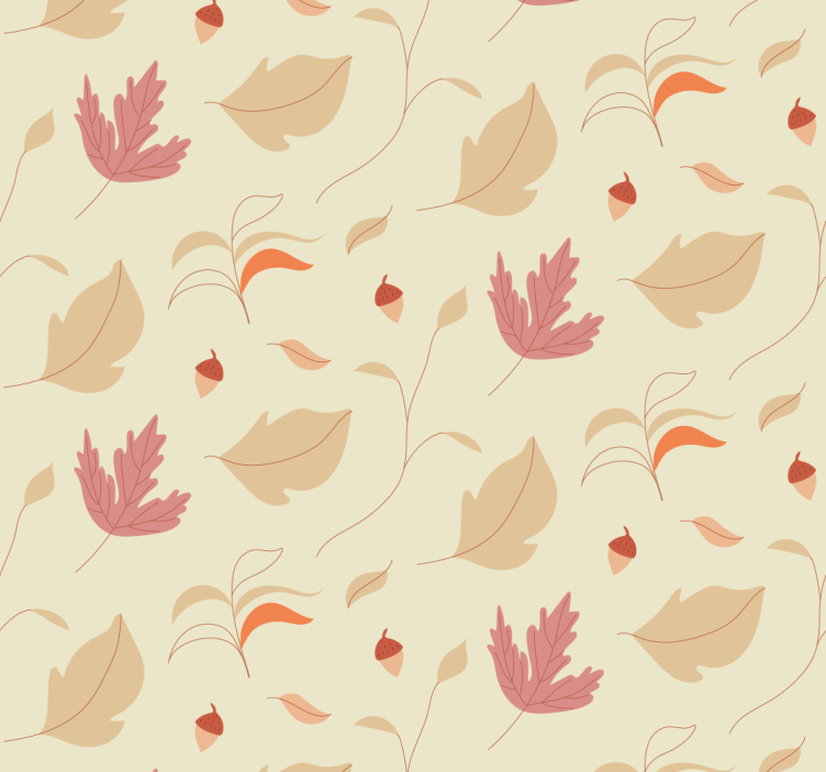 Papel pintado oficina hojas de otoño beige - TenVinilo