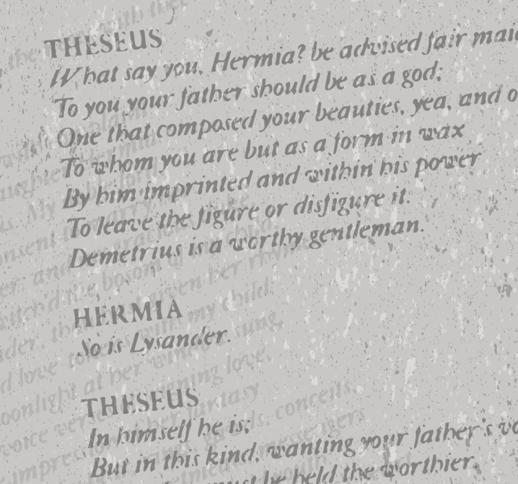 Papel pared letras texto obra Shakespeare - TenVinilo