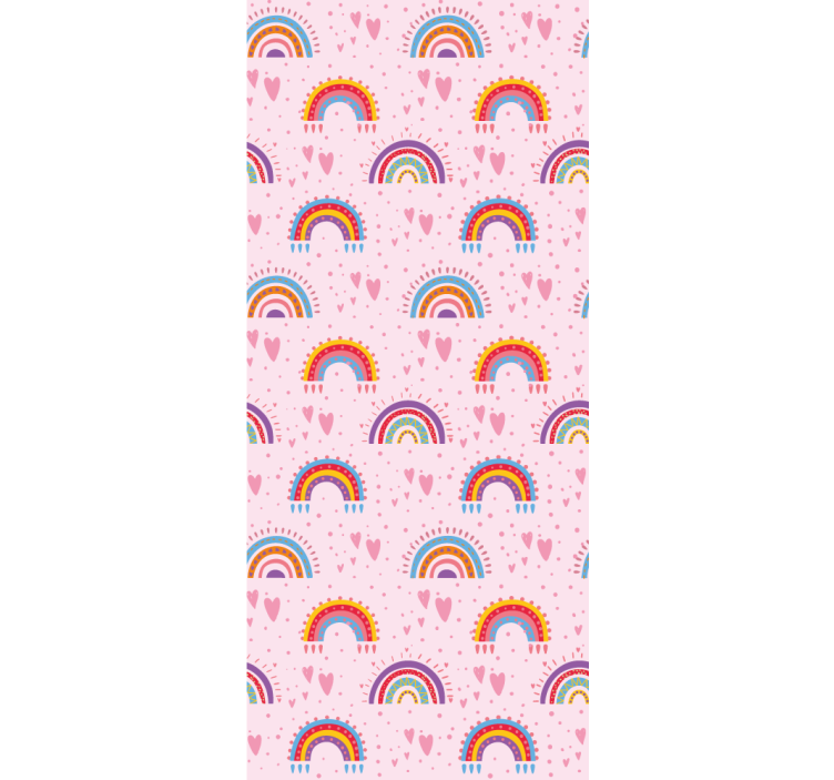 Papel tapiz infantil patrones de corazon arcoiris - TenVinilo