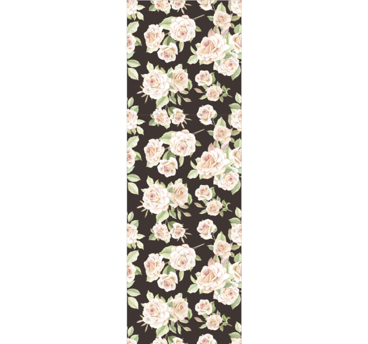 Papel pintado flores Rosa blanca fondo negro - TenVinilo