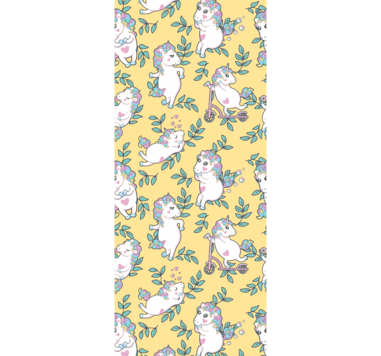 Papel tapiz animales unicornios jugando - TenVinilo