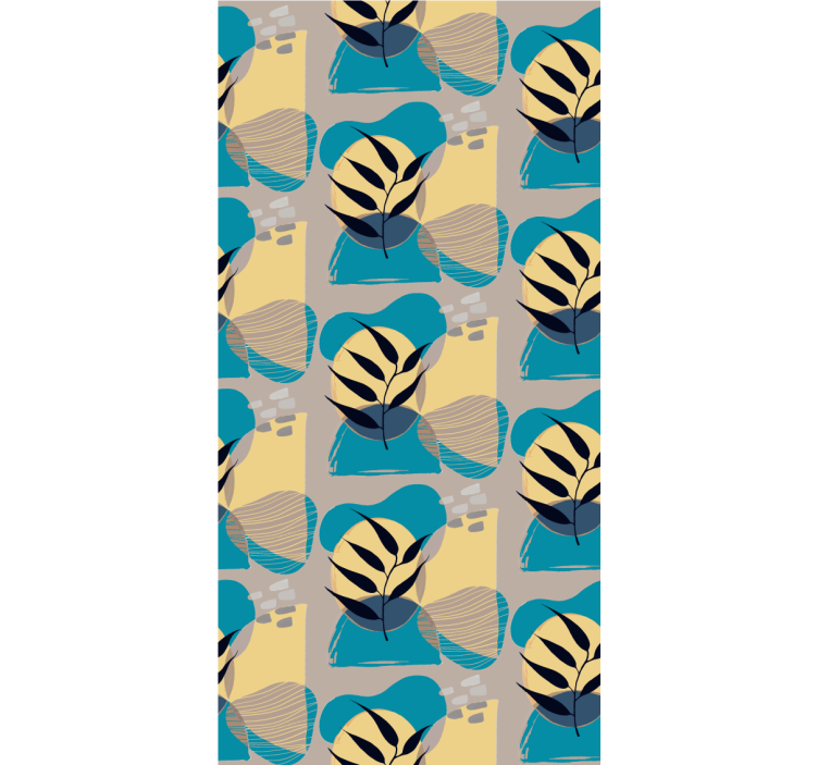 Papel tapiz floral patrón de hojas estilizadas - TenVinilo