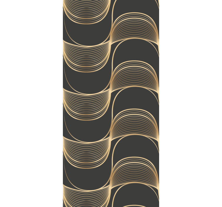 Papel pintado salón Patrón de decoración de arte de ondas de oro - TenVinilo