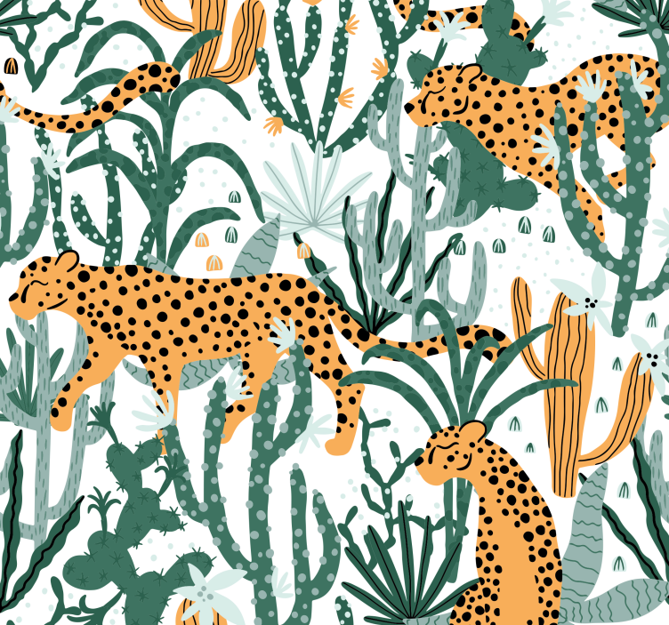 Papel pintado de leopardos leopardo en la jungla - TenVinilo
