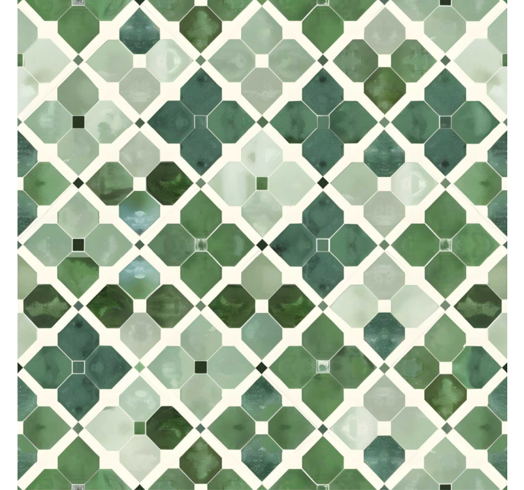 Papel tapiz azulejos patrón verde árabe - TenVinilo