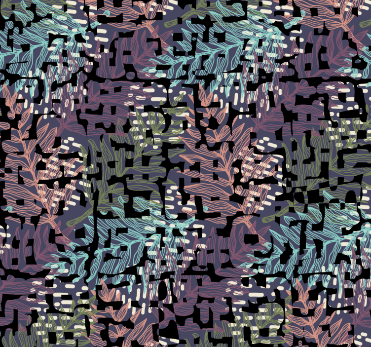 Papel tapiz hojas patrón de follaje digital - TenVinilo