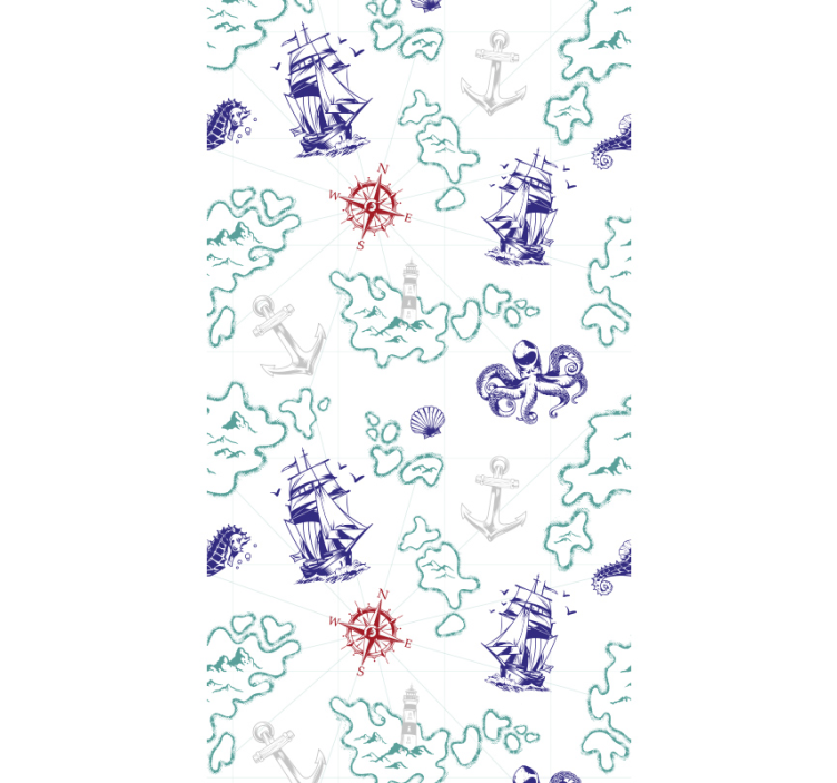 Papel tapiz infantil tema de aventura náutica - TenVinilo