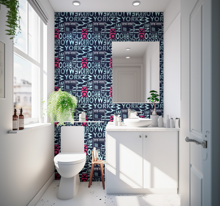 Papel tapiz Nueva York tipografía urbana - TenVinilo