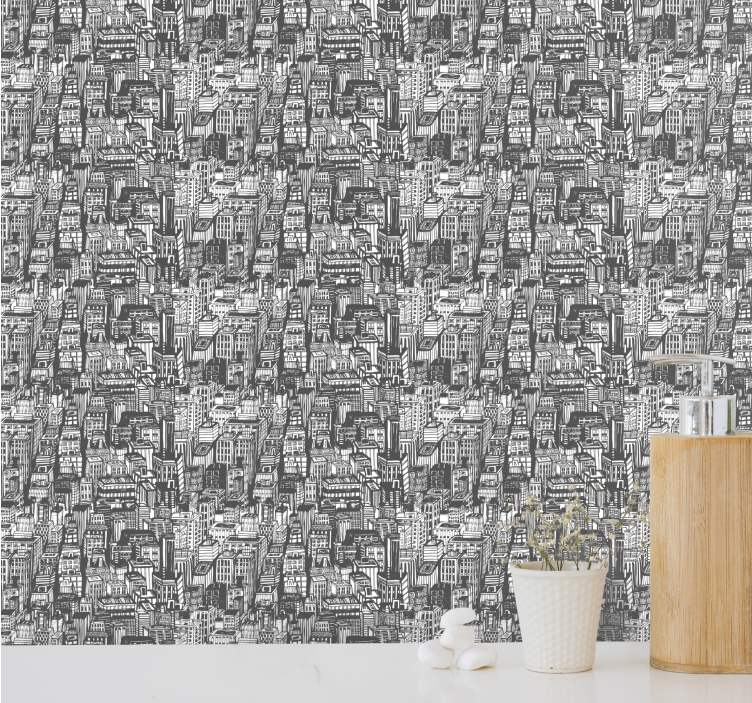 Papel tapiz ciudades bosquejo urbano - TenVinilo