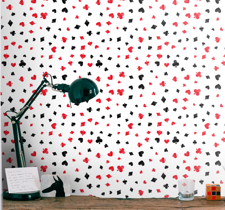 Papel tapiz moderno símbolos de naipes - TenVinilo