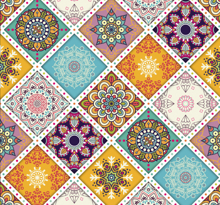 Papel tapiz arte mosaico de mandalas - TenVinilo