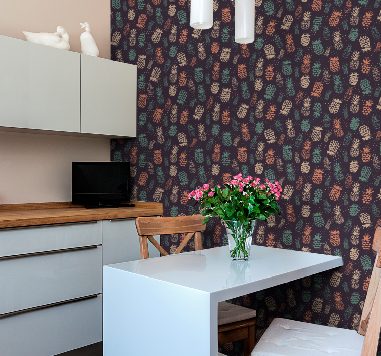 Papel tapiz cocina piñas otoñales - TenVinilo