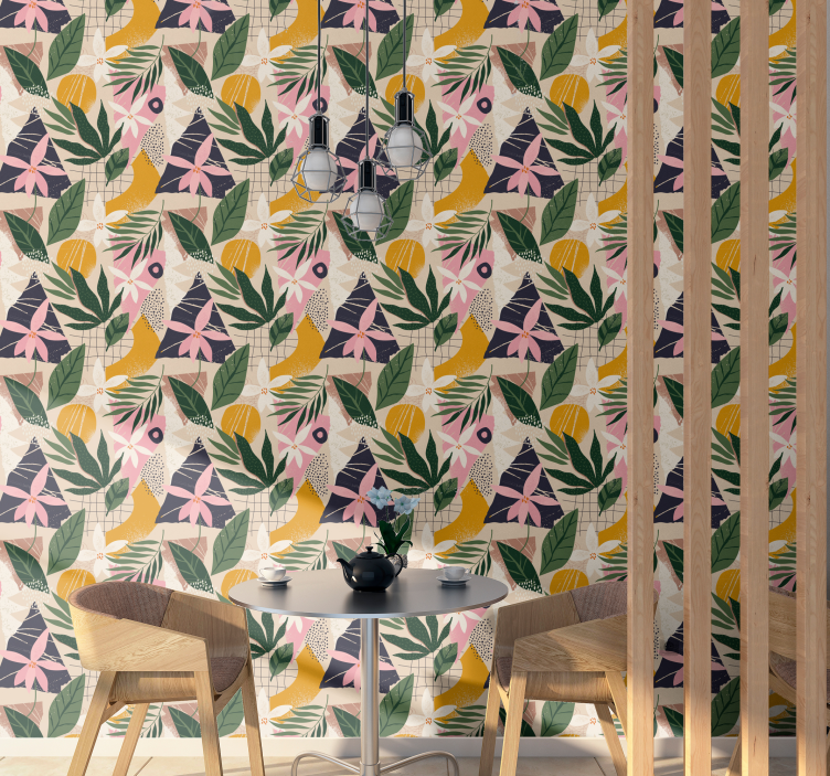 Papel tapiz naturaleza patrón de flora tropical - TenVinilo