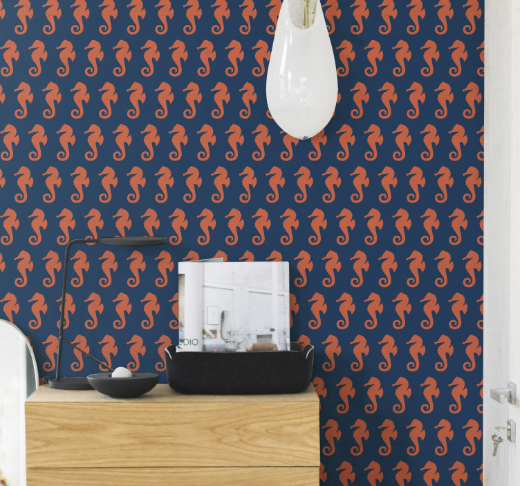 Papel tapiz animales motivo de caballito de mar - TenVinilo