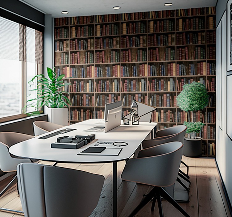 Papel pintado para oficinas libros de bibliotecaLos libros de bib - TenVinilo