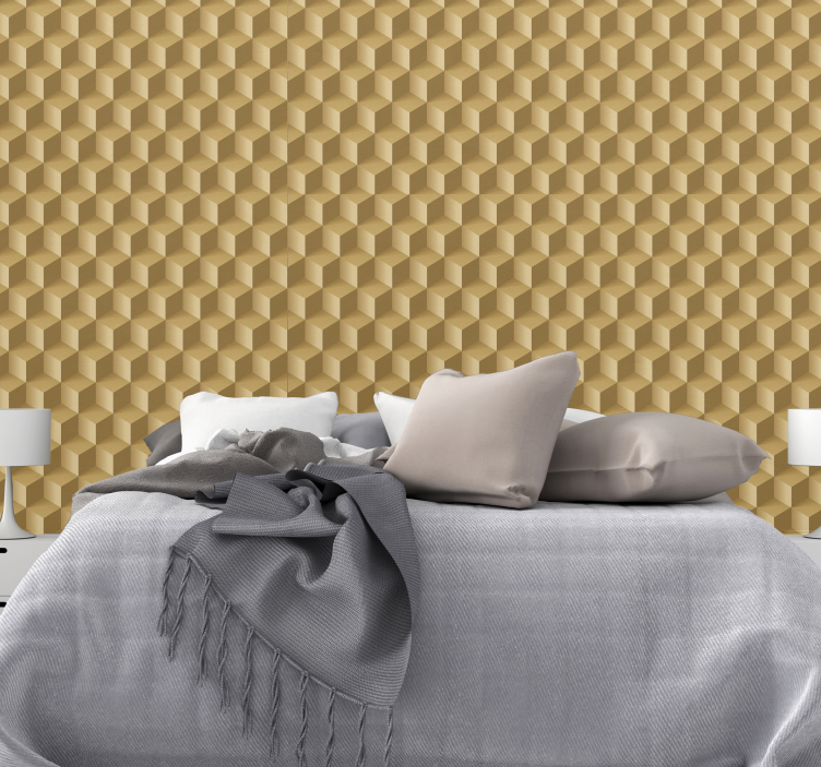Papel decorativo 3D textura cúbica beige - TenVinilo