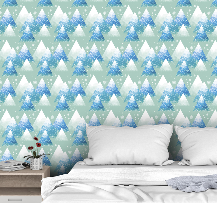 Papel pintado acuarela azul de montaña - TenVinilo